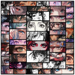 50pcs Kawaii Anime Girl Eyes Stickers for Laptop, Skateboard, Guitar, Luggage, PS5, Kids Gifts (Online Order Only)