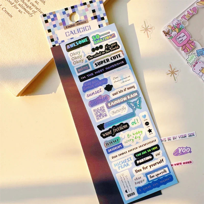 1Pcs Korean Ins Text Material Sticker Scrapbooking Idol DIY Album Decoration Sticker Aesthetic Personalized Kawaii Stationery (Online Order Only)