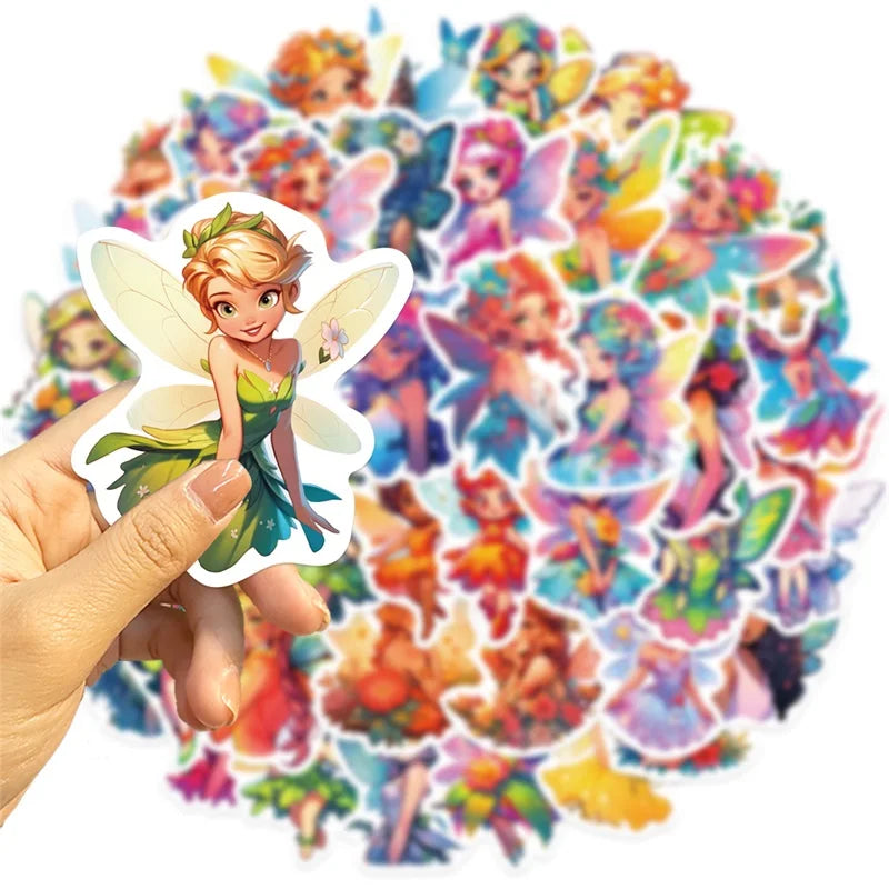 10/30/50PCS Cartoon Flower Fairy PVC Sticker Aesthetic DIY Korean Stationery Decoration Scrapbooking School Supplies for Kids (ONLINE ORDER ONLY)