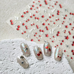 Lovely Mini Red Cherry Jelly Star Sun Fruit Charming Silver 3D 5D Self Adhesive Nail Art Stickers Cute Manicure Decals Wholesale (ONLINE ORDER ONLY)
