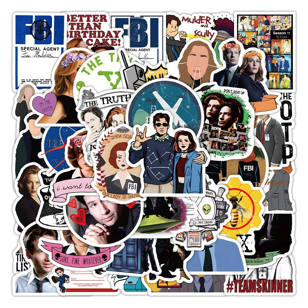 10/50Pcs Crime Thriller TV Series The X-Files Stickers For Pack On Laptop Car Guitar Book Luggage Decoration Diary Pegatina (ONLINE ORDER ONLY)