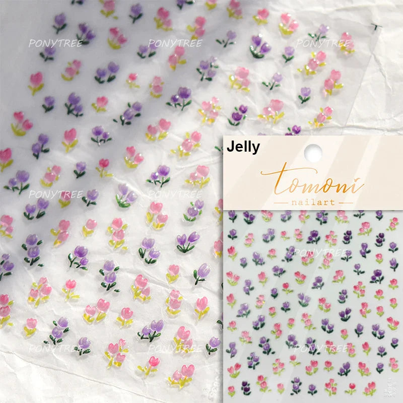 Golden Border Tulip Bloom Flower Bowknot Geometric Frame Metal Workmanship Charming Adhesive Nail Art Sticker Manicure Decals (ONLINE ORDER ONLY)