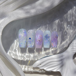 Jellyfish Schools of Fish Shoal Mermaid Tail Seahorse Dreamy Ocean Starfish Shell Coral Adhesive Nail Art Sticker Manicure Decal (ONLINE ORDER ONLY)