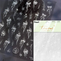 Charming Red Rose Phoenix Flower Wing Leaves Flower Feather Pearl Relief Embossed 5D Adhesive Nail Art Stickers Manicure Decals (ONLINE ORDER ONLY)