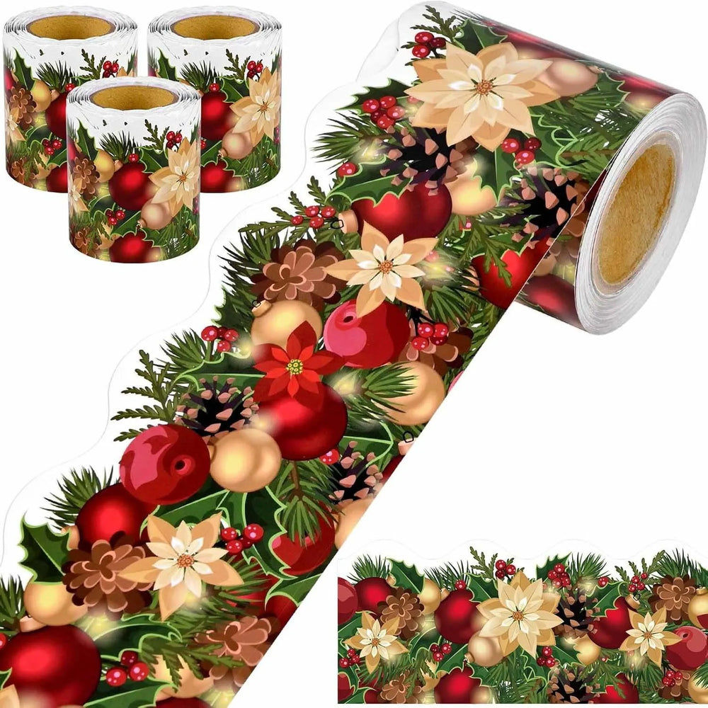 18M/roll Christmas New Year Decoration Window Paper Sticker for Party Stationery Scrapbooking Notice Board Frame Decor Stickers (Online Order Only)