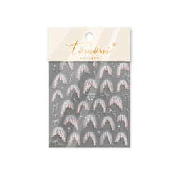 French Skirt Hem Halo Dyeing Purple Pink White Hemline Bowknot Wedding Veil Dreamy Star Adhesive Nail Art Sticker Manicure Decal (ONLINE ORDER ONLY)