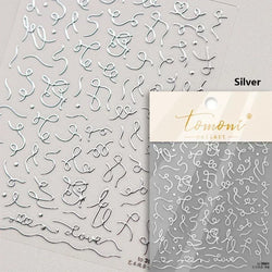 Chic Halo Dyeing Zebra Stripes Tender Black White Line Design Crescent Moon Arc Adhesive Nail Art Sticker Relief Manicure Decals (Online Order Only)