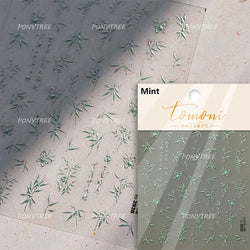 Antique Bamboo Leaf Hot Stamping Plant Botany Calligraphy Characters Self Adhesive Nail Art Stickers Rhinestone Manicure Decals (ONLINE ORDER ONLY)