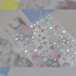 Halo Dyeing Ocean Shell Conch Starfish Pearl Love Heart Bowknot Jellyfish Adhesive Nail Art Stickers Manicure Decals Wholesale (ONLINE ORDER ONLY)