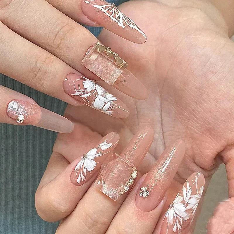 10 Rolls White Flower Petal Butterfly Design Nail Foil Transfer Stickers Glossy Glitter Nail Art Supplies for Women & Girls DIY* (ONLINE ORDER ONLY)