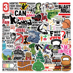 Cartoon Fitness Motivation Stickers - Waterproof for Skateboard, Laptop, Motorcycle, Luggage (10/30/50pcs) (Online Order Only)