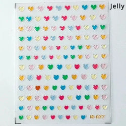 Flat Small Pink Brown Halo Dyeing Love Heart Geometric Leopard Shiny Jelly Chic Embossed Relief Nail Art Stickers Manicure Decal (Online Order Only)