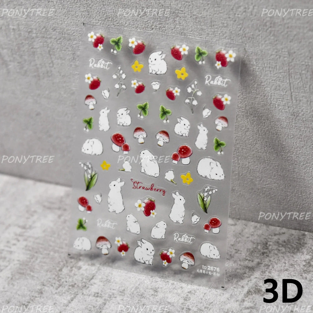 Cute Colored Mushrooms Water Bubbles Umbrella-shaped Plant Various Shapes Fungi Lovely Adhesive Nail Art Stickers Manicure Decal (ONLINE ORDER ONLY)