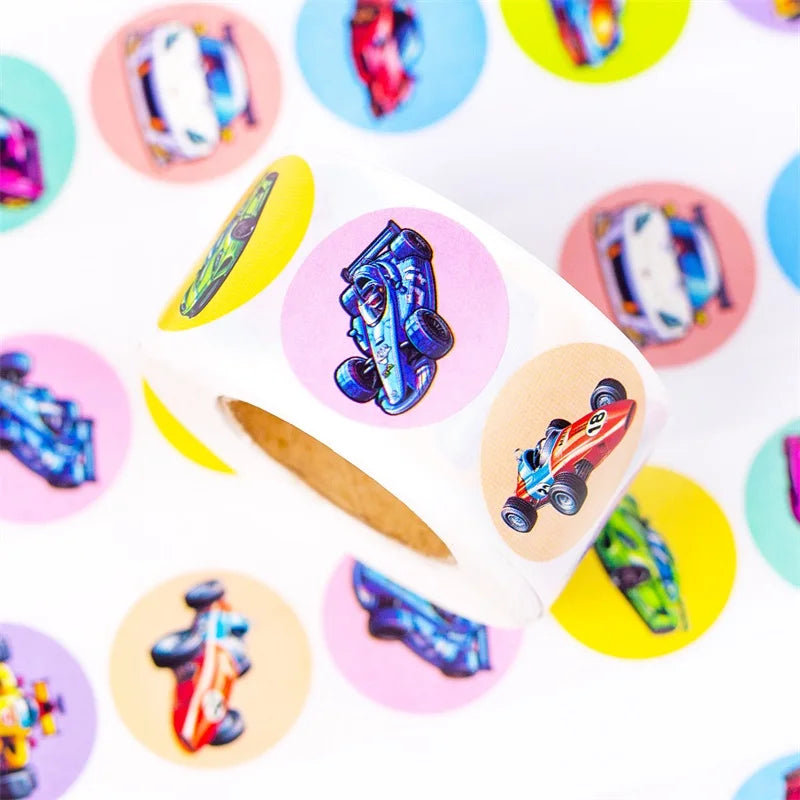 500PCS Cartoon Speed Car Sticky Paper Sticker Labels Thank You Sticker Sealing Stationery Supplies DIY Decoration Scrapbooking (ONLINE ORDER ONLY)