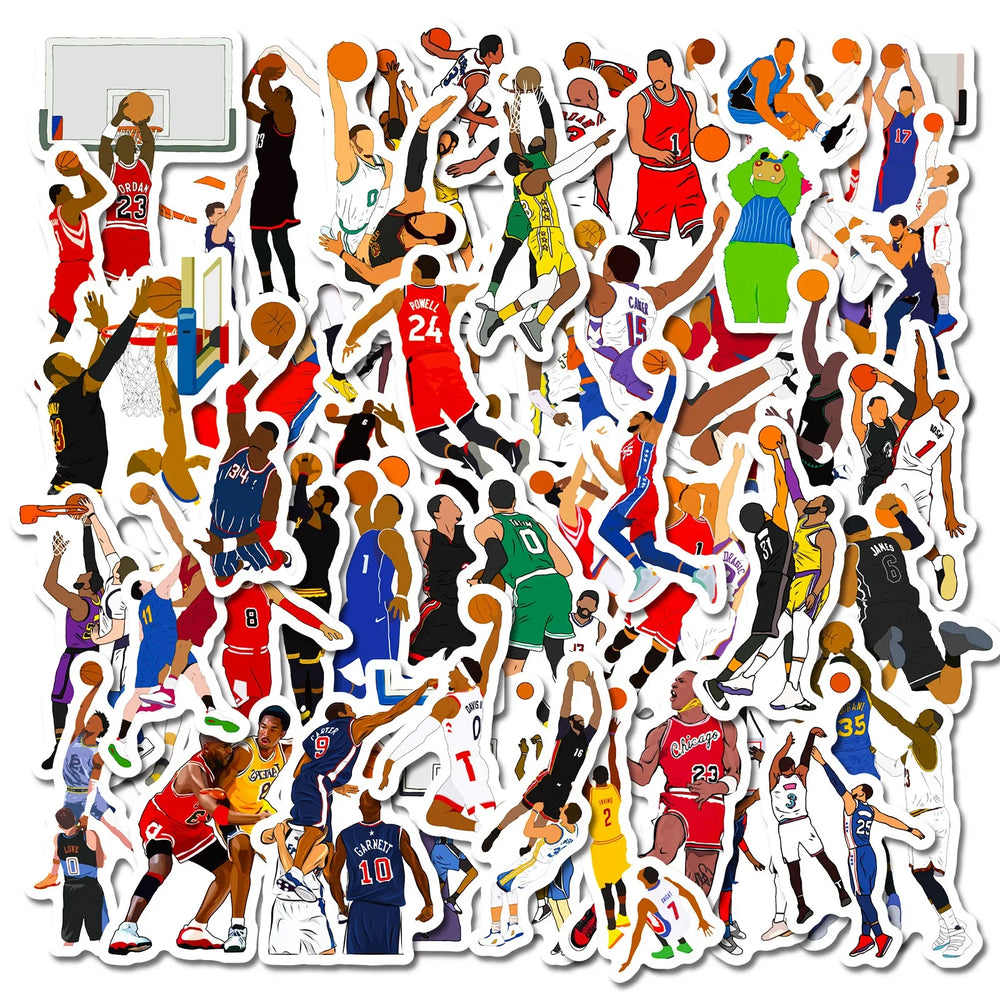 50pcs Classic Action Basketball Collection Motorcycle Car Hood Helmet Suitcase Guitar Waterproof Sticker (Online Order Only)