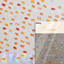 Bagful Brocaded Carp Goldfish Jellyfish Water Bubbles Seahorse Ocean Starfish Whale Adhesive Nail Art Stickers Manicure Decals (ONLINE ORDER ONLY)