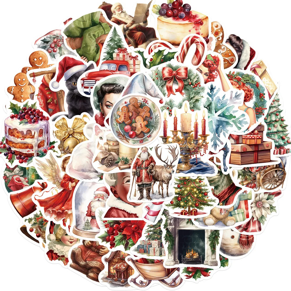 Christmas Santa Stickers 10/30/50pcs Cute Decals for Laptop Fridge Suitcase Notebook Party Decoration Kids Gift (Online Order Only)