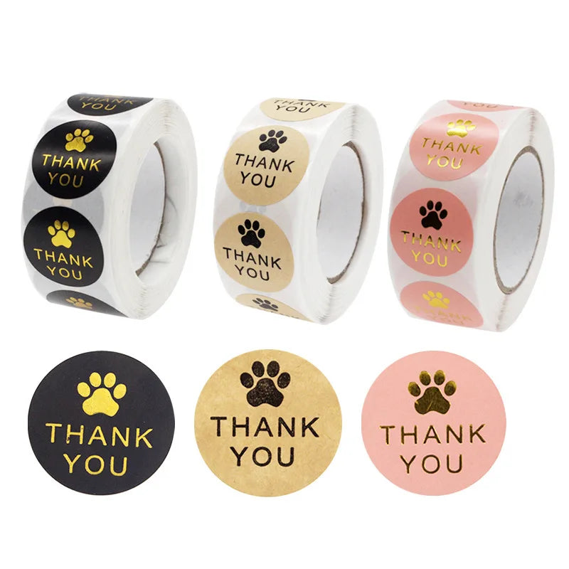 100-500PCS Thank You Stickers for Business New Merci Package Home Made Sticker Rolling Packaging Stickers Small Roll Labels (ONLINE ORDER ONLY)