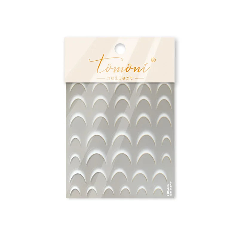 Geometric White Black Red Romantic French Arc Illusion Curve Embossed Relief Self Adhesive Nail Art Stickers 3D Manicure Decals (ONLINE ORDER ONLY)