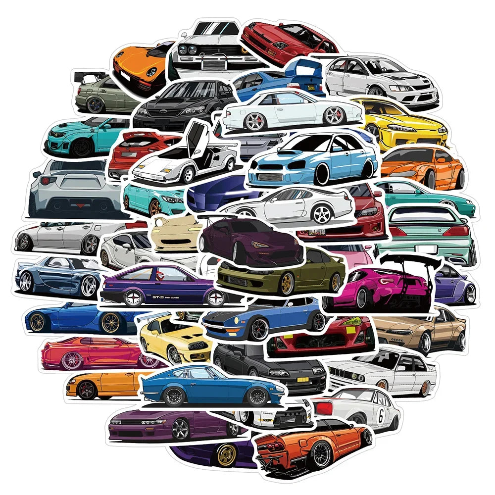 JDM Racing Car Stickers 10/30/50/100PCS for Suitcase, Skateboard, Laptop, Luggage, Phone, Car Decals (ONLINE ORDER ONLY)
