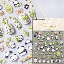 Panda Bamboo Butterfly Pattern Totem Figure Peony Flower Love Heart Adhesive Nail Art Stickers Embroidery Pearl Manicure Decals (ONLINE ORDER ONLY)