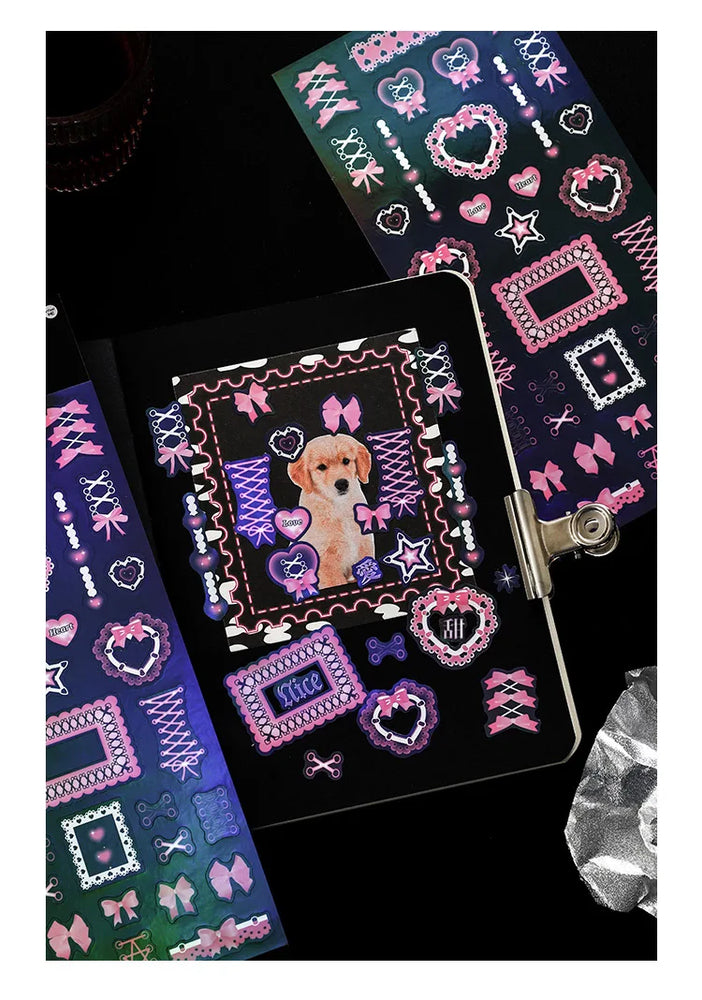 Korea Ins Sweet Love Chain Dialog Decorative Stickers Hand Account Idol Card DIY Material Sticker Personalized Kawaii Stationery (ONLINE ORDER ONLY)