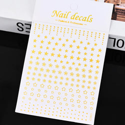 1 Sheet Star Nail Art Stickers 3d Self Adhesive Nail Decals Black White Golden Silver Color Star Design Nail Supplies Accessory (ONLINE ORDER ONLY)