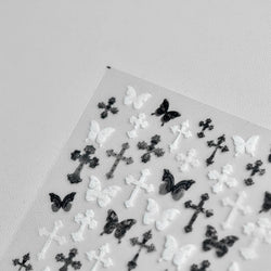 Black White Pearl Lace Butterfly Cross Retro Figure Flower Symmetric Self Adhesive Nail Art Stickers  Manicure Decals Wholesale (ONLINE ORDER ONLY)