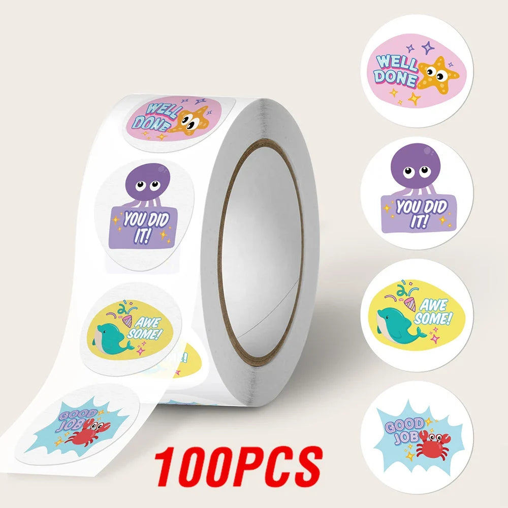 100-500pcs Cartoon Animal Reward Sticker Label Thank You Cute Sticker DIY Gift Sealing Label Decoration Stationery Sticker (ONLINE ORDER ONLY)