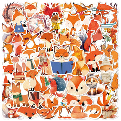 10/50Pcs Cute Fox Cartoon Stickers Waterproof DIY Skateboard Phone Decals Kids Toys (Online Order Only)