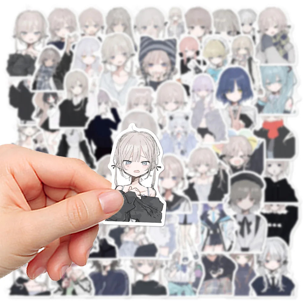 10/30/56PCS Morbid Girl Stickers Cute ACG Girl Cartoon Sticker Scrapbook Luggage Laptop Phone Car Bike Skateboard Decals Toy (Online Order Only)