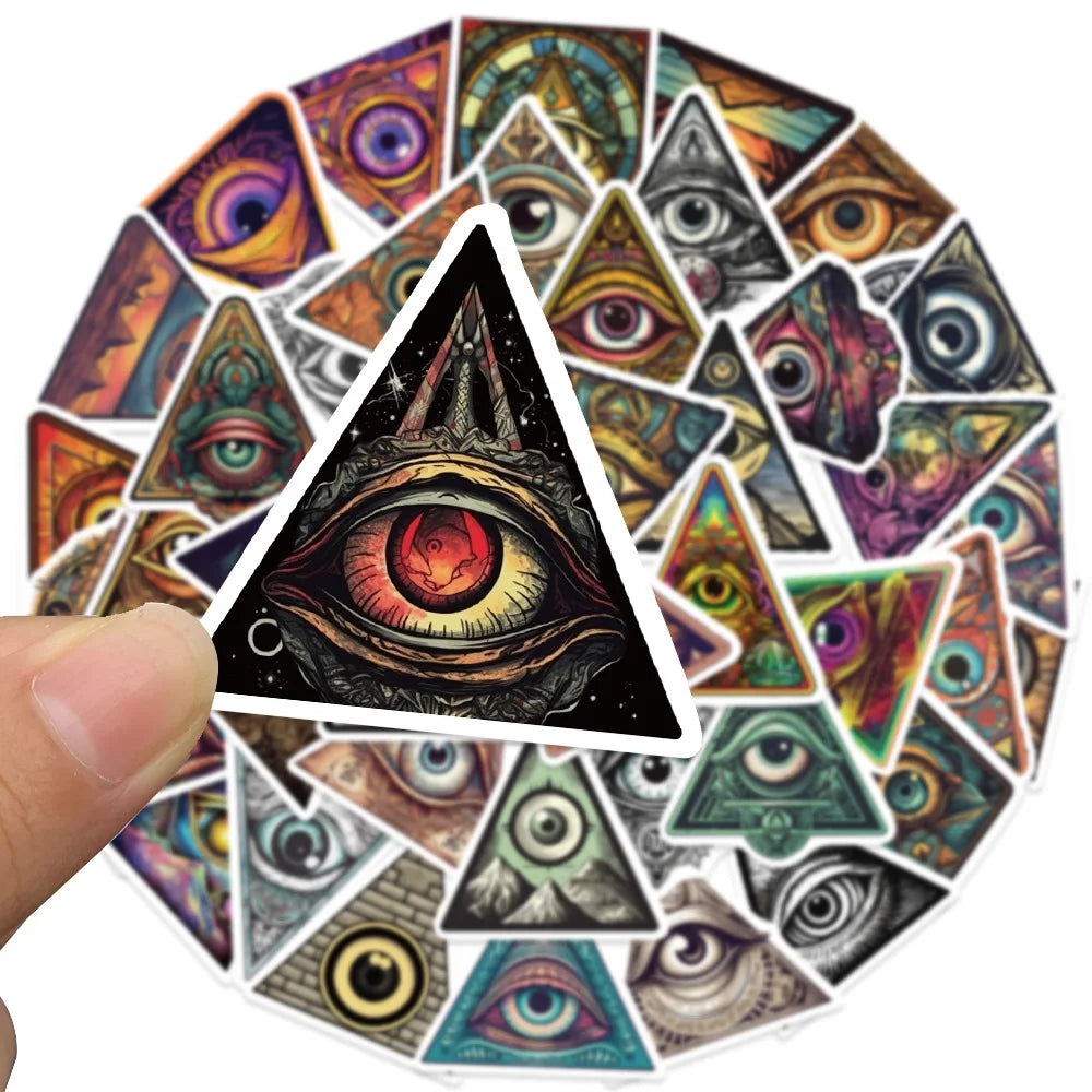 10/50Pcs Funny Cartoon Colorful All Seeing Eyes Graffiti Sticker for Luggage Skateboard Guitar Waterproof Creative Stickers (Online Order Only)