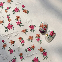 Bloomy Water Side Flower Delicate and Charming Peach Blossom Rose Garden Adhesive Nail Art Decorations Sticker Manicure Decals (ONLINE ORDER ONLY)