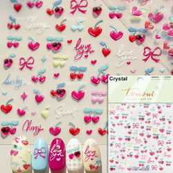 Colored Shiny Jelly Claw Paw Pudding Dessert Cherry Bowknot Cake Bow Tie Drink Food Love Heart Nail Art Sticker Manicure Decal (ONLINE ORDER ONLY)