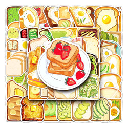 Cartoon Food Stickers for Phone Laptop Luggage Skateboard - Fun Gift for Kids (10/30/50PCS) (Online Order Only)