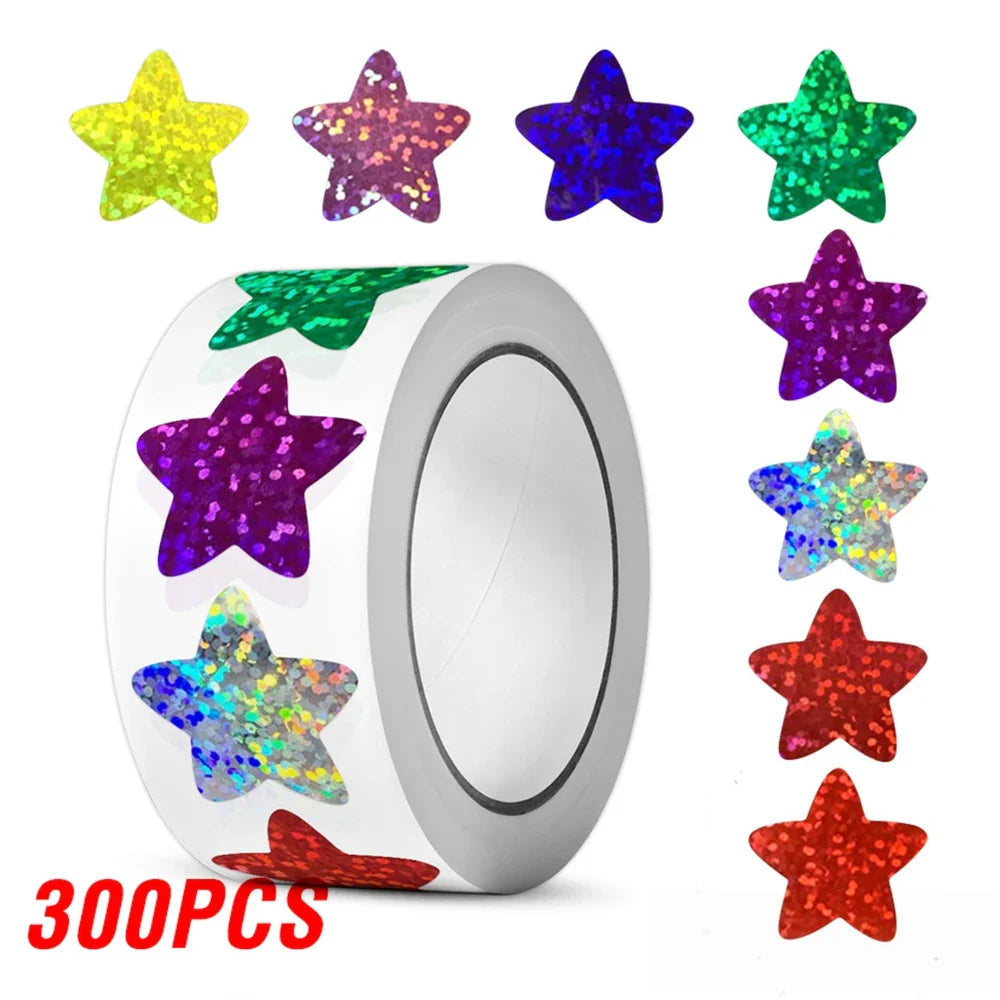 100-500pcs Colorful Star Stickers for Kids Reward School Classroom Adhesive Holographic Stickers for Teachers Parents DIY Craft (ONLINE ORDER ONLY)