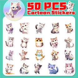 10/30/50pcs Cute Animal Cat Cartoon Stickers Kawaii Decals Laptop Scrapbook Phone Suitcase Stationery Sticker Kids Classic Toy (ONLINE ORDER ONLY)