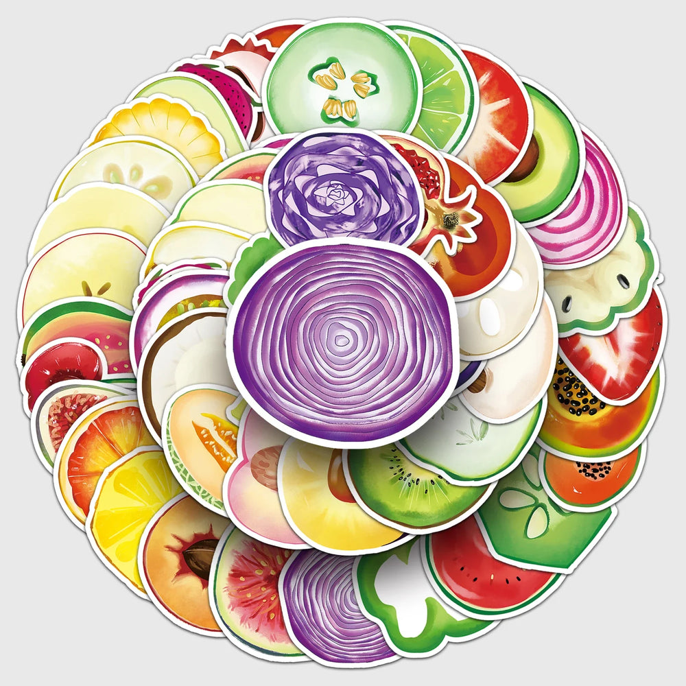 50Pcs Cute Fruit Cartoon Waterproof Vinyl Stickers for Skateboard Snowboard (Online Order Only)