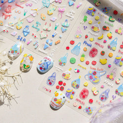 Colorful Swimsuit Bikini Fresh String Bag Vegetables Fruits Summer Beach Underwear Sunscreen Nail Art Stickers Manicure Decals (ONLINE ORDER ONLY)