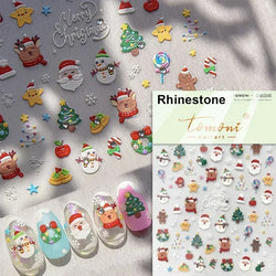 Snowman Apple Stars Gift Bell Snowflake Christmas Tree 3D Jelly Self Adhesive Nail Art Stickers Santa Claus Xmas Manicure Decals (ONLINE ORDER ONLY)