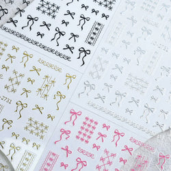 Gold Silver White Black Pink Blue Bowknot Ribbon Flat 3D Line Gird Strap Tie Elegant Charming Nail Art Stickers Manicure Decals (ONLINE ORDER ONLY)
