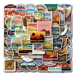 Badlands National Park Sticker Set - Waterproof PVC for Skateboard, Notebook, DIY Decor (ONLINE ORDER ONLY)