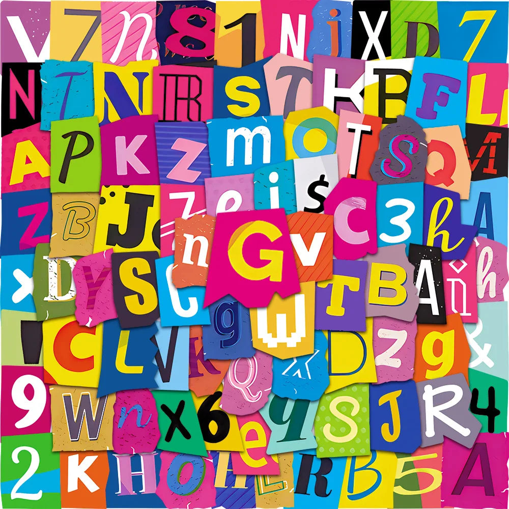 50pcs Cartoon Graffiti Letter Stickers for Helmet, Wall, DIY Decoration (Online Order Only)