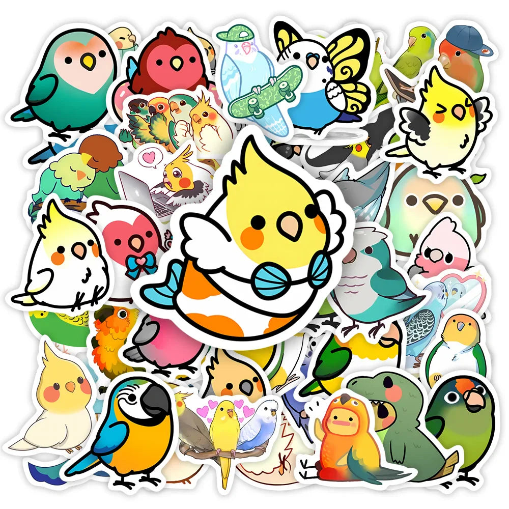 Kawaii Cute Cartoon Parrot Bird DIY Toy Gift Decal Decorative Graffiti Stickers for Phone Luggage Laptop Scrapbook Waterproof (ONLINE ORDER ONLY)
