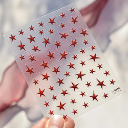Irregular Stars Red Silver Five-pointed Star Meteor Shiny 5D Self Adhesive Nail Art Stickers Romantic Rhinestone Manicure Decals (ONLINE ORDER ONLY)