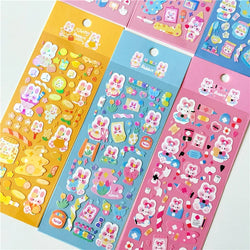 6pcs/lot Cute Flower Rabbit Sticker Scrapbooking Hand Account Stickers Idol Card Photo Frame DIY Deco Material Korean Stationery (Online Order Only)
