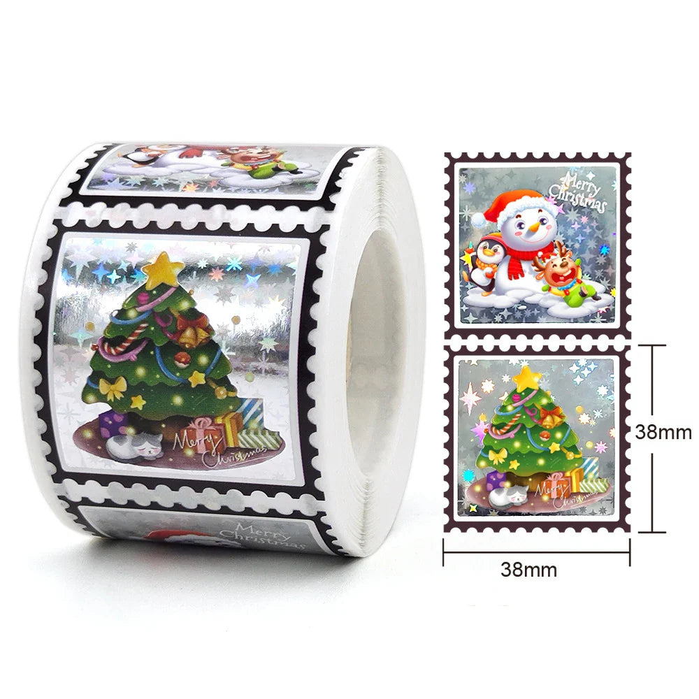 50-300pcs Holographic Stickers Merry Christmas Stickers Seal Labels For DIY Gift Baking Package Envelope Stationery Decor (ONLINE ORDER ONLY)