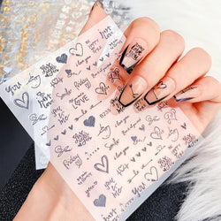 1PC Heart Love Design 3D Nail Art Sticker English Letter Self-Adhesive Slider Valentine's Day DIY Manicure Tips Accessories Tool (ONLINE ORDER ONLY)