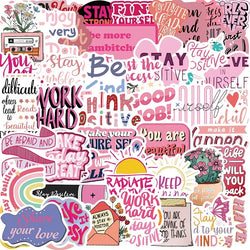 10/30/50PCS Kawaii Encourage Pink PVC Sticky Sticker Aesthetic DIY Stationery Decoration Scrapbooking School Supplies for Kids (ONLINE ORDER ONLY)