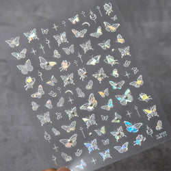 Charming White Shiny Pearl Rhinestone Wings Feathers Crown Moon Stars 3D Self Adhesive Nail Art Sticker Manicure Decal Wholesale (ONLINE ORDER ONLY)